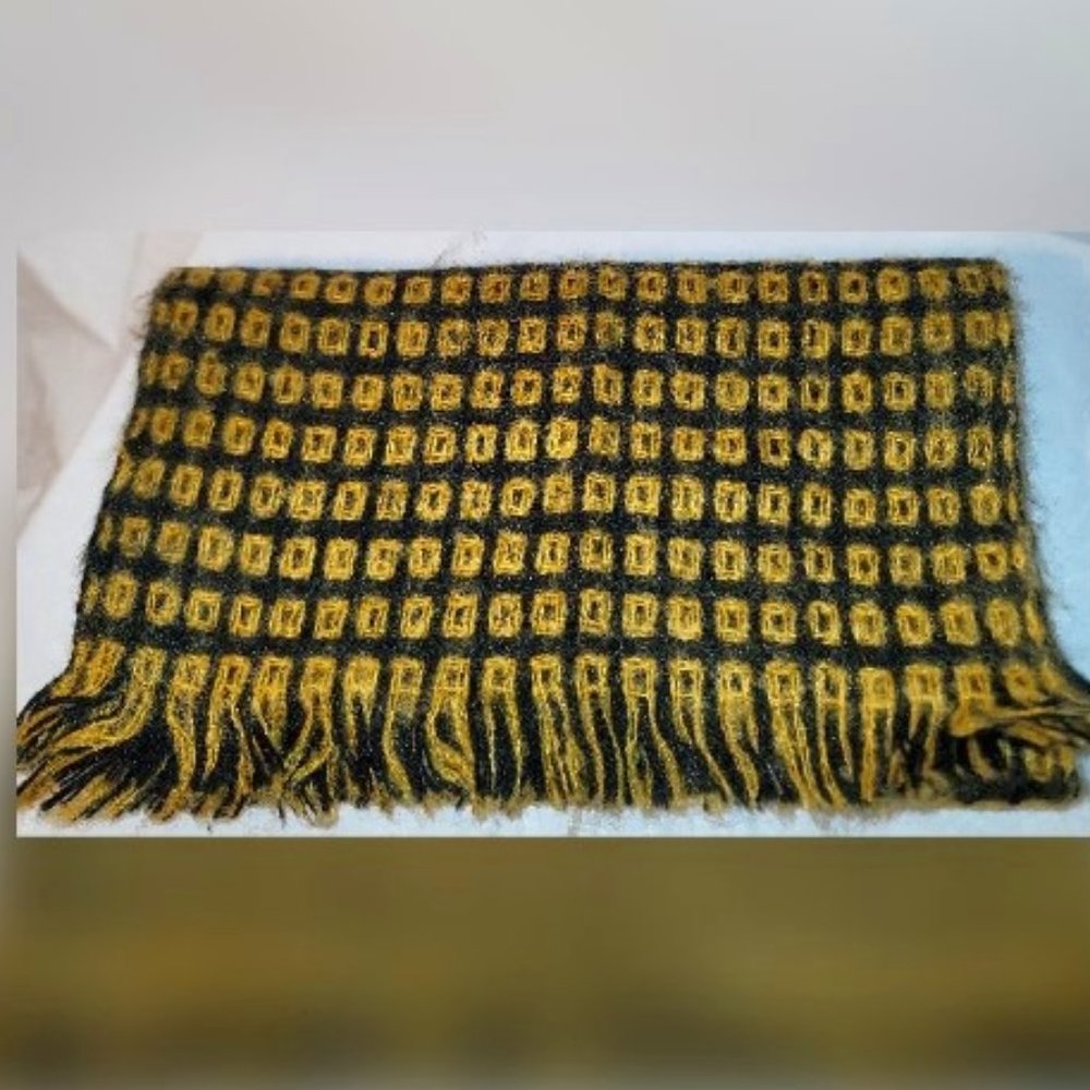 Oak Tree Scarf 100% Acrylic Black and Gold Machine Washable
